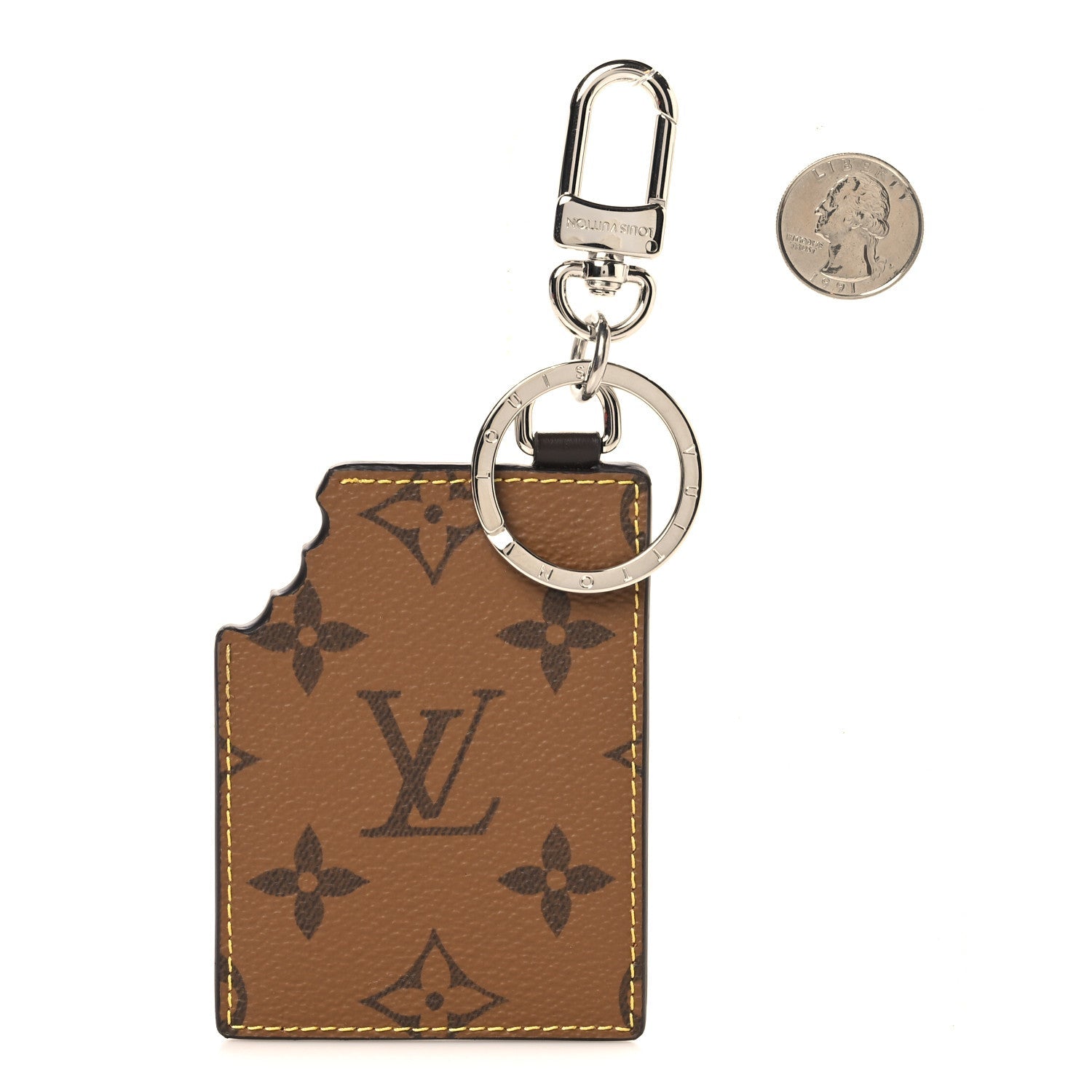Reverse Monogram LV Chocolate Bar Bag Charm Key Holder Black