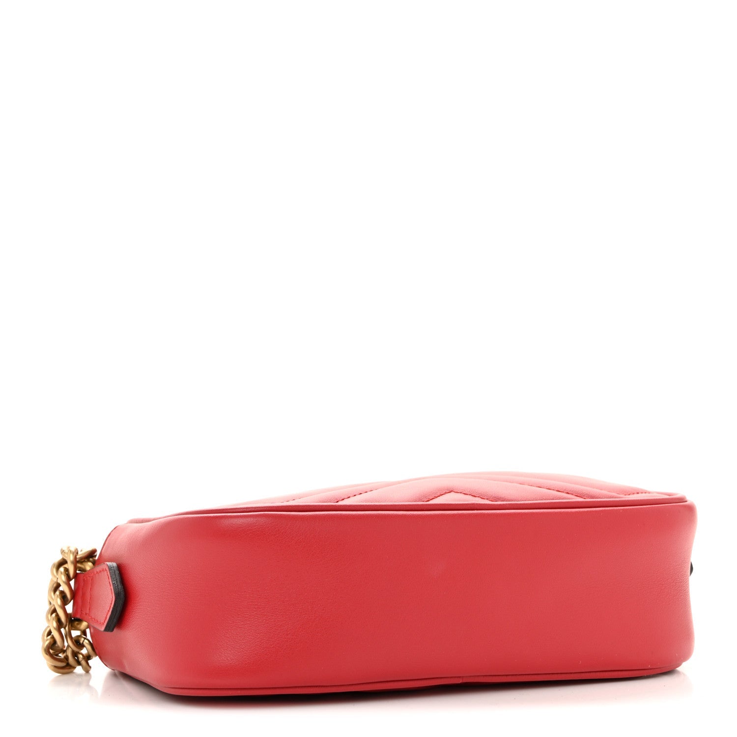 Calfskin Matelasse Mini GG Marmont Chain Shoulder Bag Hibiscus Red