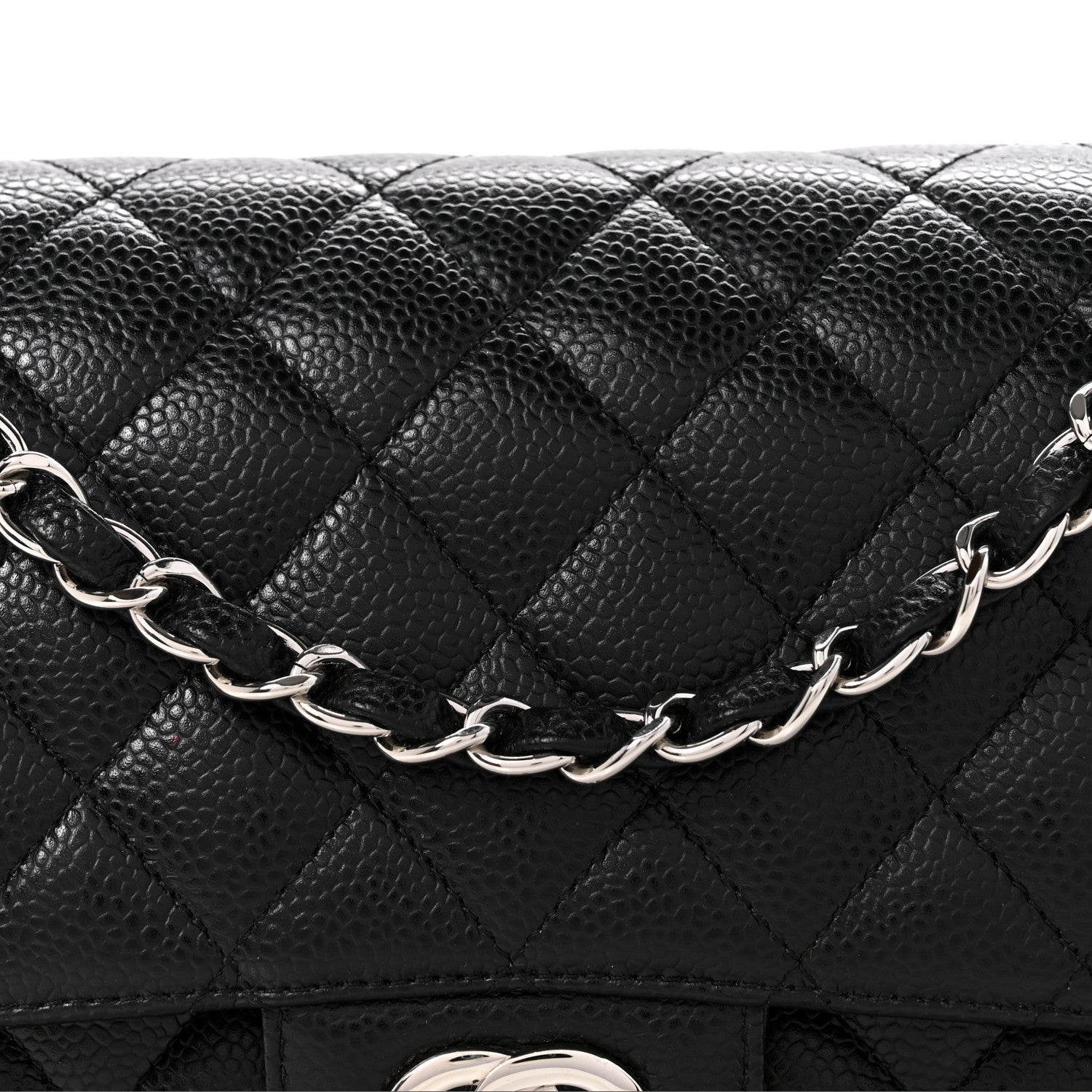 Caviar Quilted Medium Double Flap Black