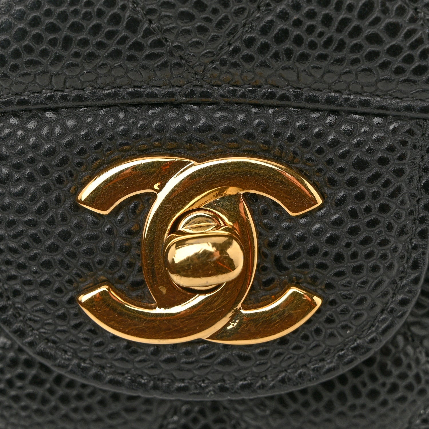 Caviar Quilted Medium Double Flap Black