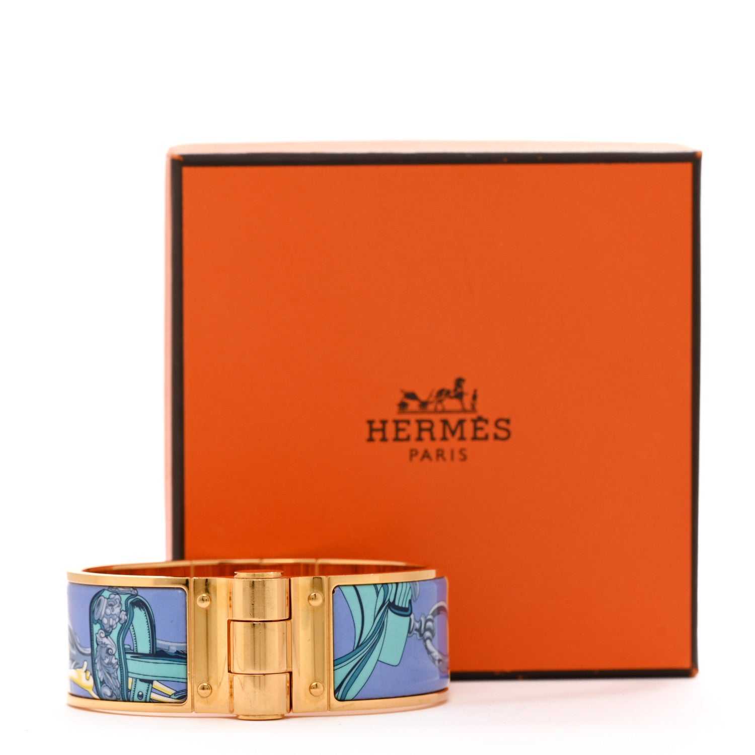 Enamel Printed Charniere Wide Hinged Bracelet S