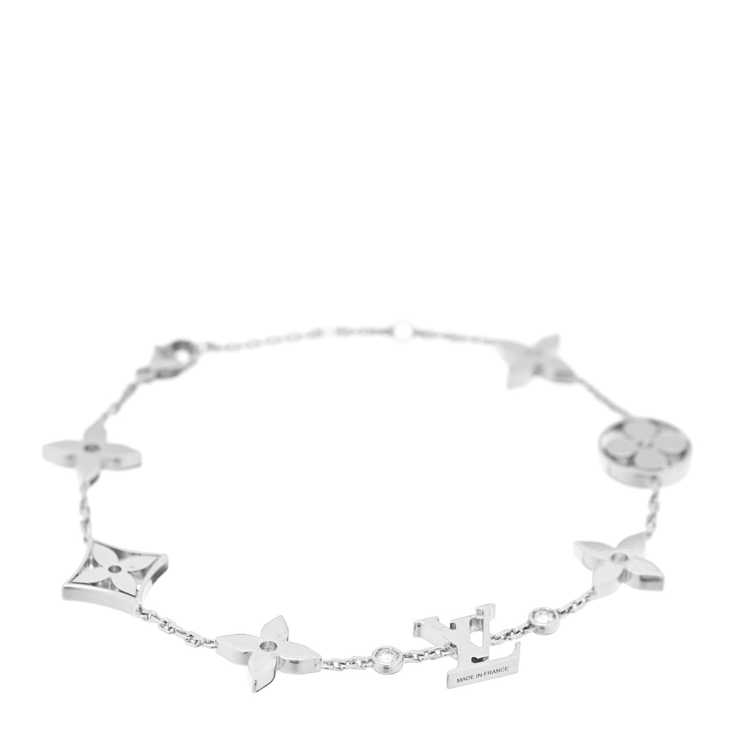 18K White Gold Diamond Idylle Blossom Monogram Bracelet