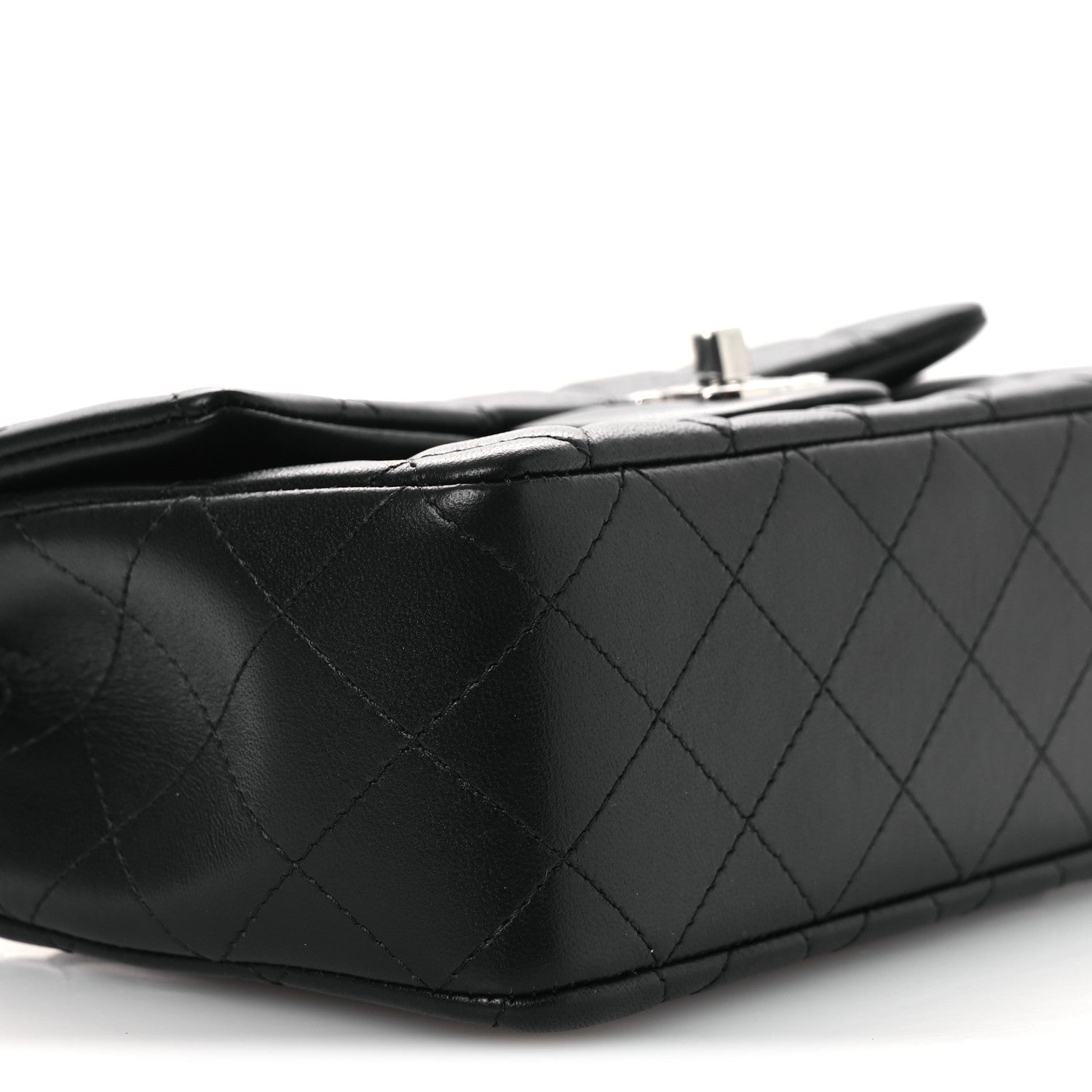 Lambskin Quilted Mini Rectangular Flap Black