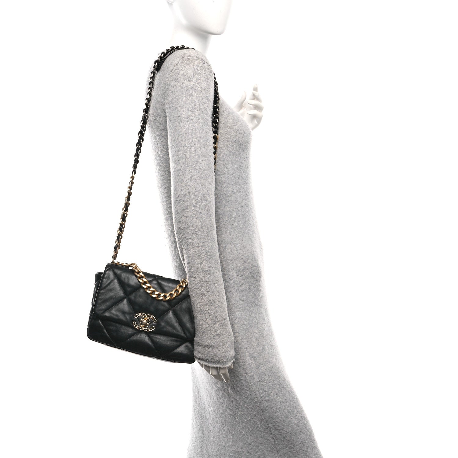 Lambskin Quilted Medium Chanel 19 Flap Black