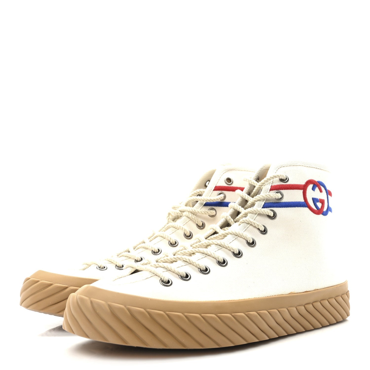 Canvas Interlocking G Mens High Top Sneakers 8.5 Mystic White