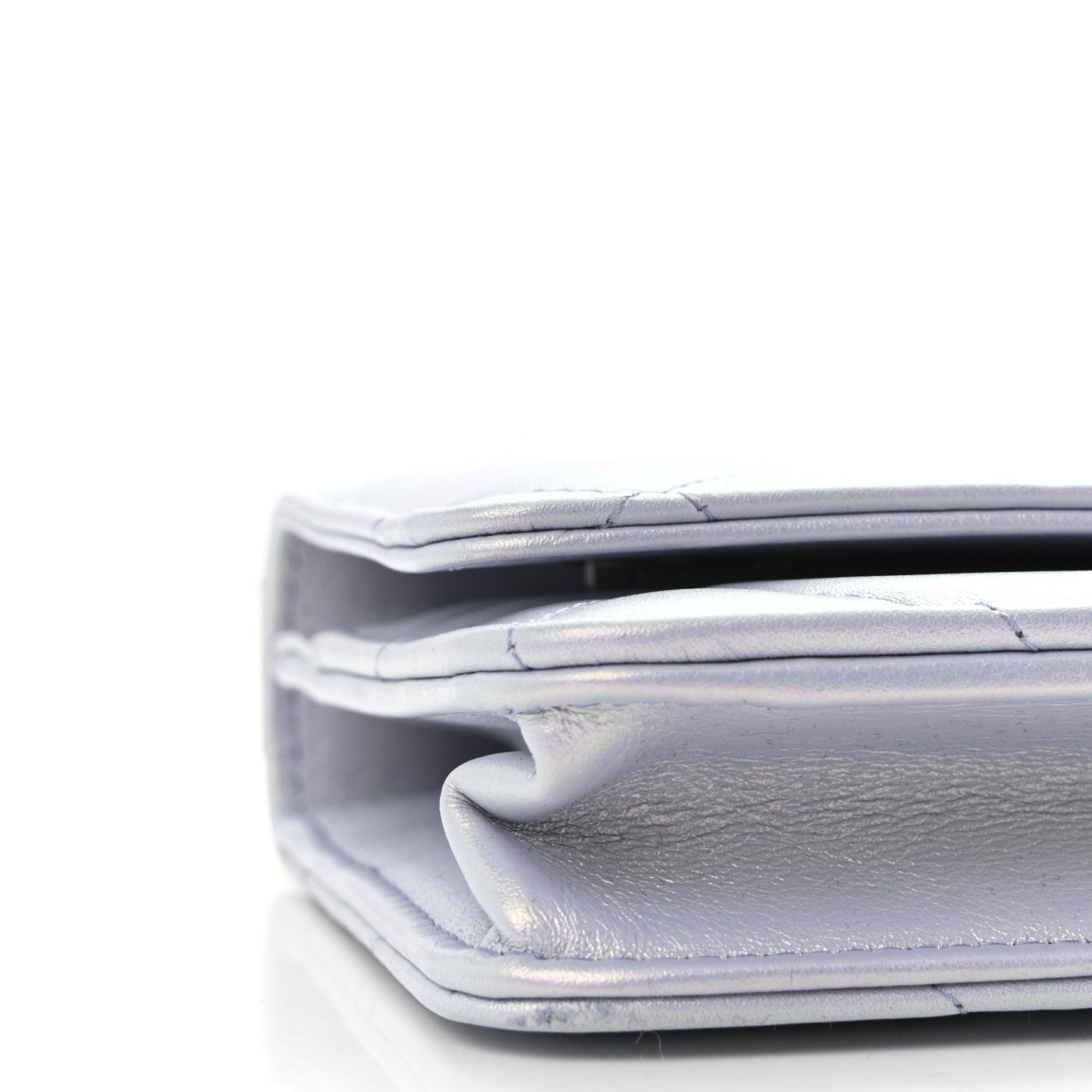Iridescent Calfskin Quilted Chanel 19 Wallet On Chain WOC Light Purple