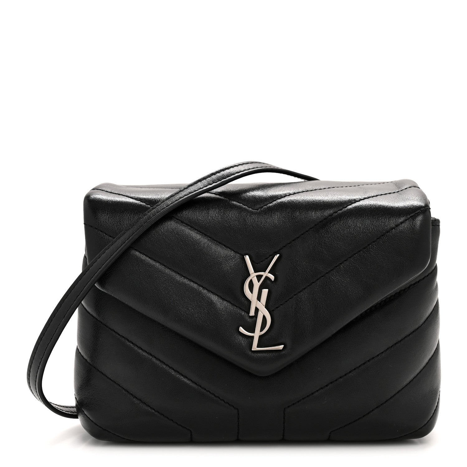 Calfskin Y Quilted Monogram Toy Loulou Crossbody Bag Black