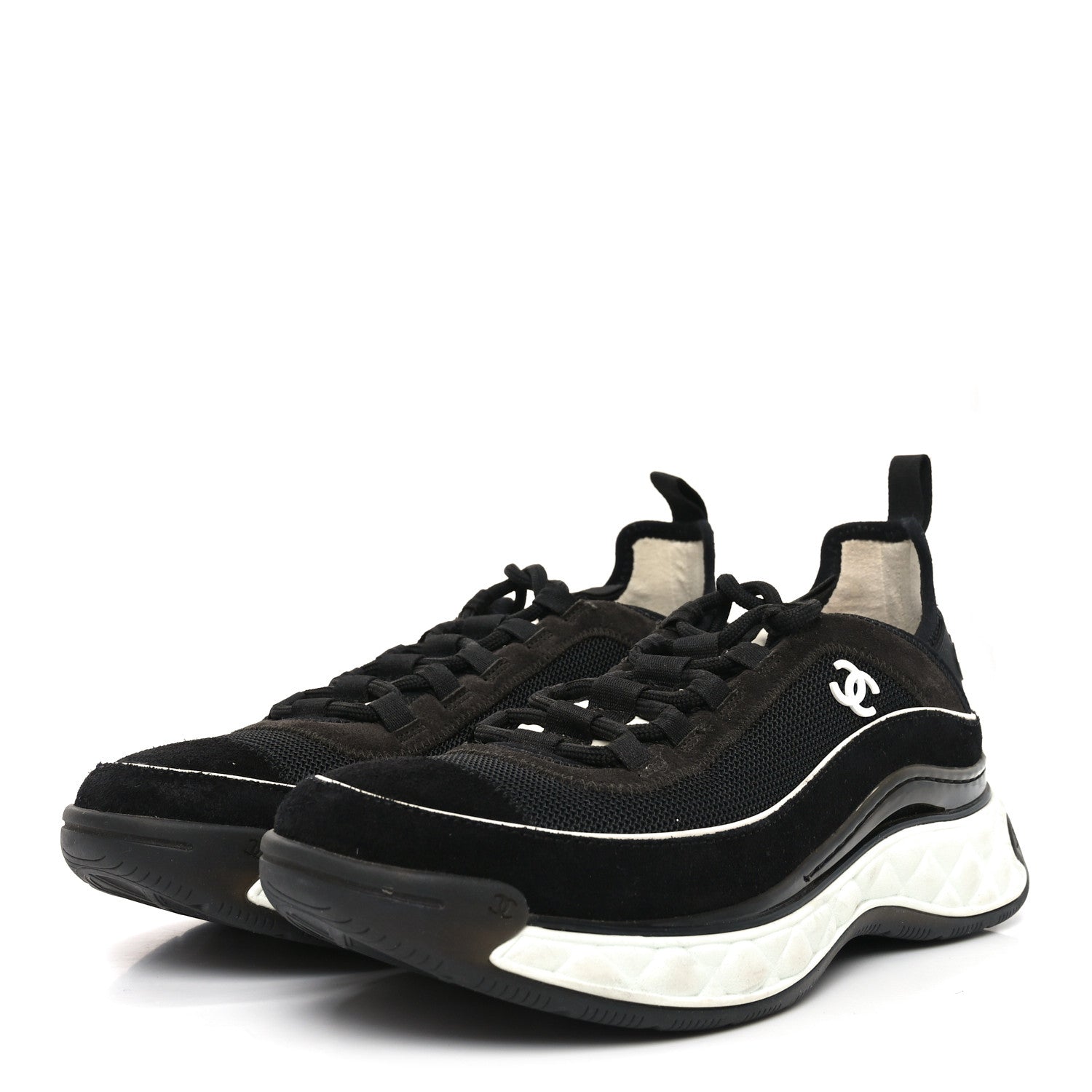 Fabric Suede CC Sneakers 39.5 Black Brown