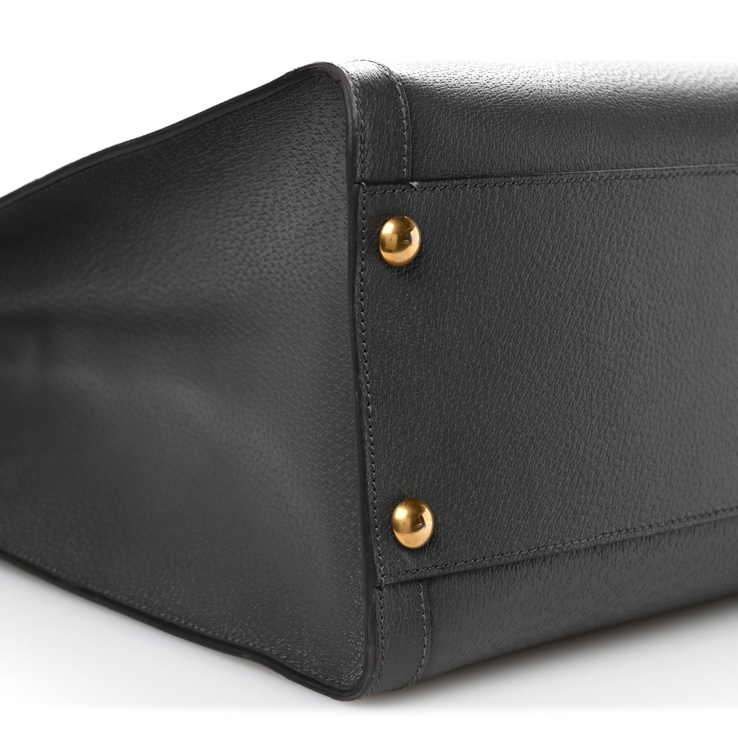Textured Dollar Calfskin Web Studded Maxi Diana Tote Bag Graphite Grey