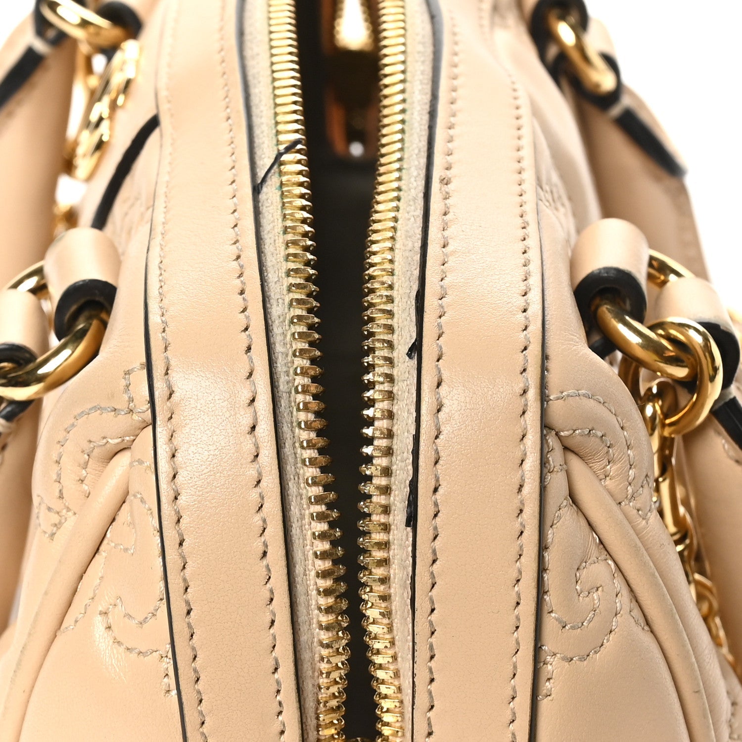 Calfskin GG Matelasse Mini Bowler Bag Naturale