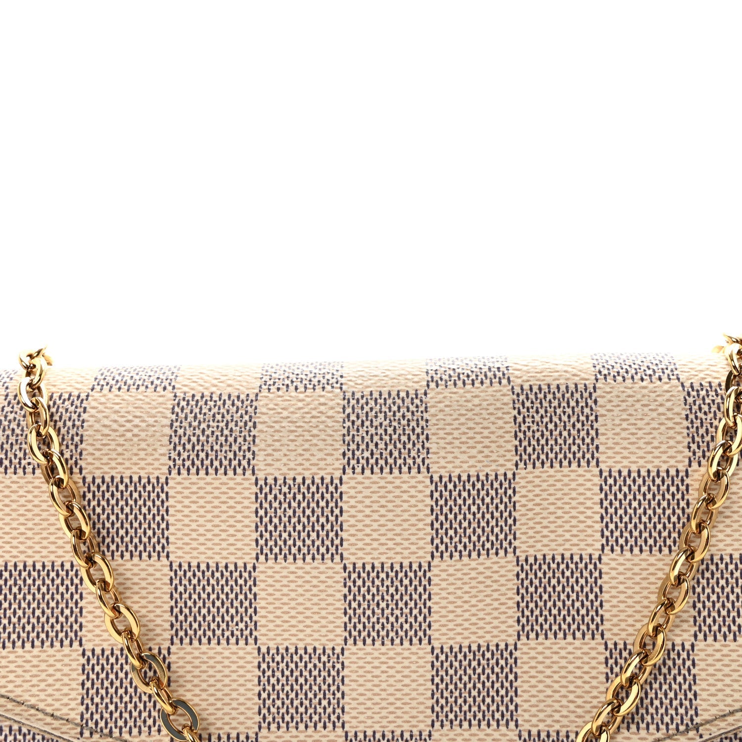 Damier Azur Pochette Felicie Chain Wallet Rose Ballerine