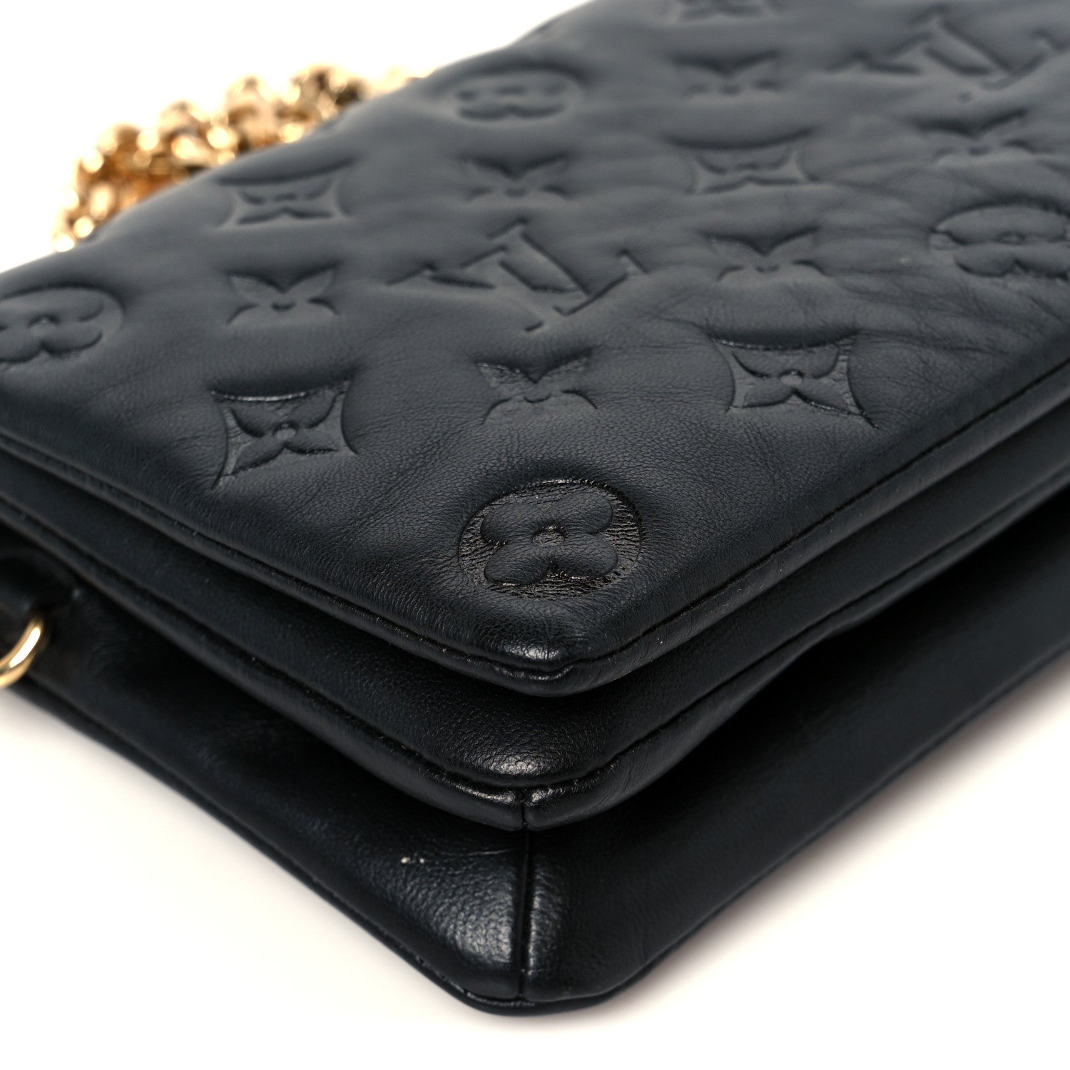Lambskin Embossed Monogram Pochette Coussin Black