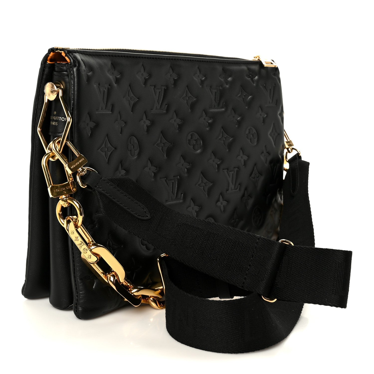 Lambskin Embossed Monogram Coussin MM Black