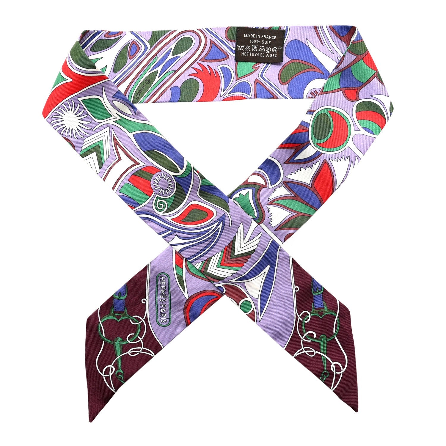 Silk Folklore Twilly Mauve Rouge Bordeaux