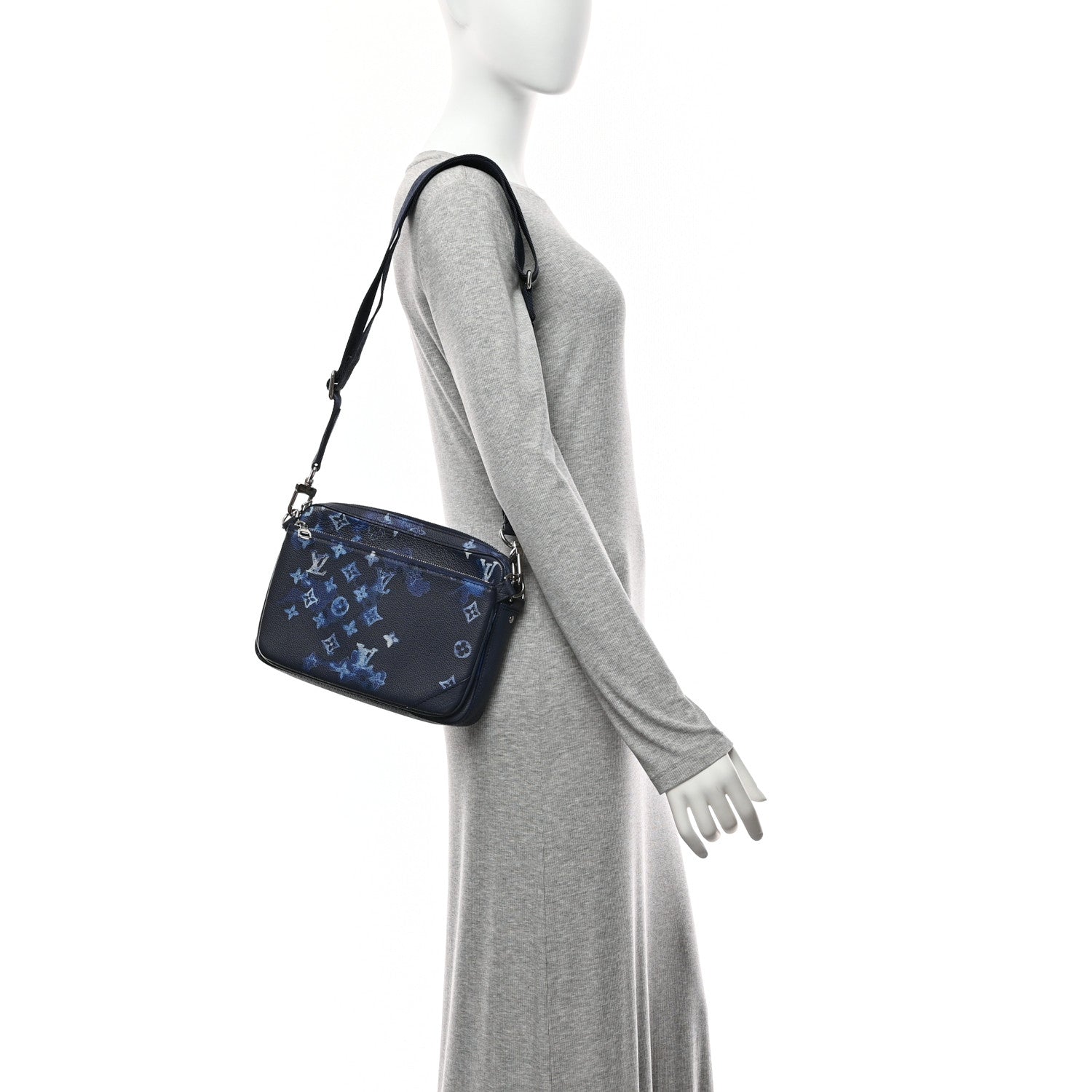 Monogram Ink Watercolor Trio Messenger Bag Blue