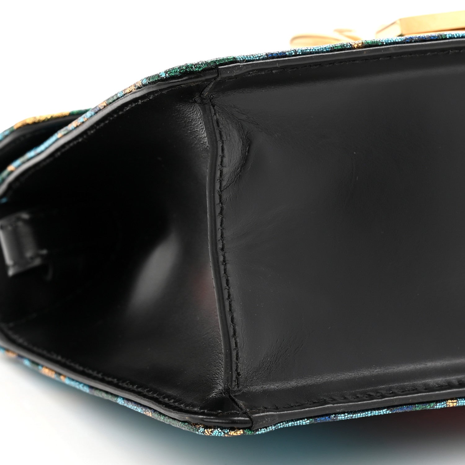 Iridescent Brocade Mini Sylvie Top Handle Bag Azure