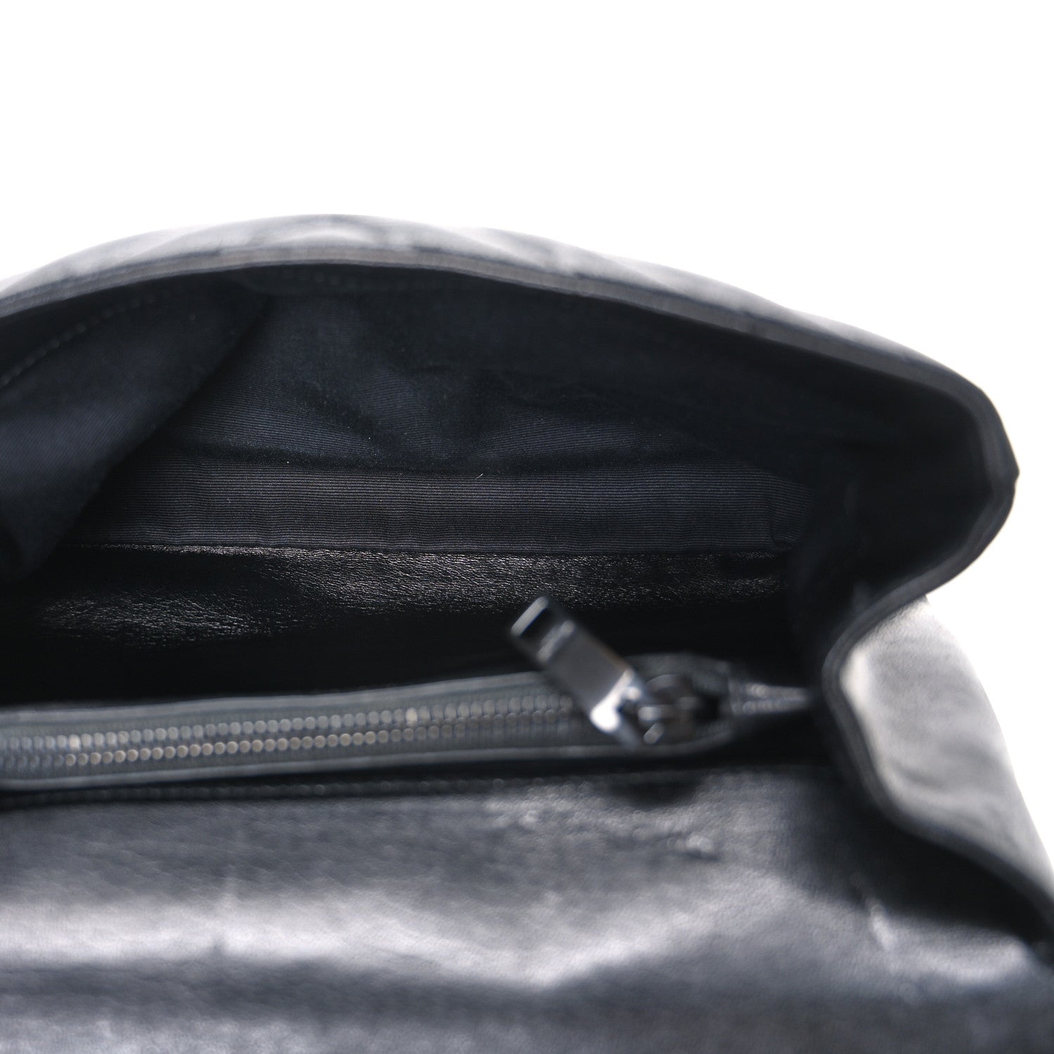 Sheepskin Matelasse Chevron Monogram Monochrome Medium College Bag Black