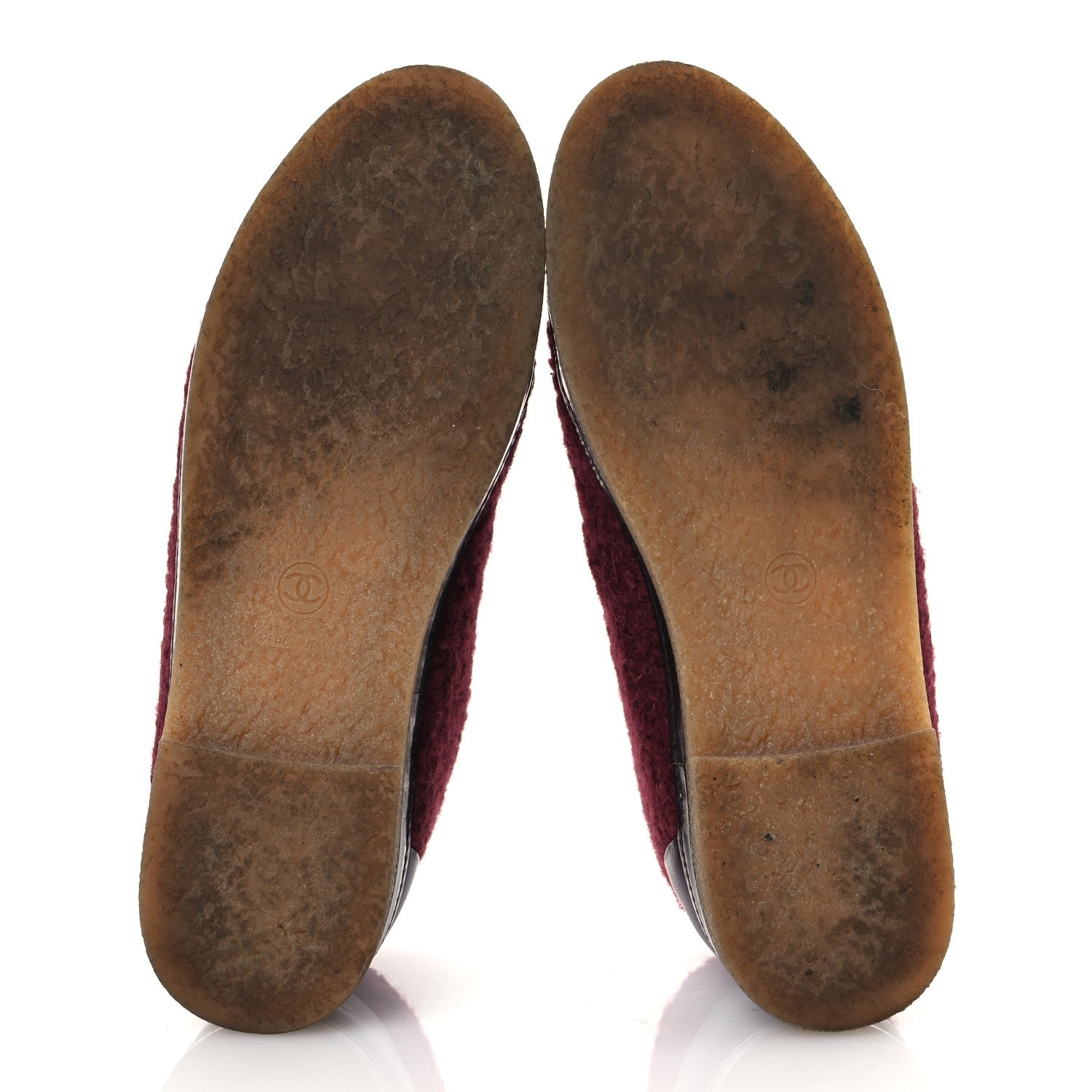 Tweed Calfskin Patent CC Lace Up Short Boots 39 Burgundy