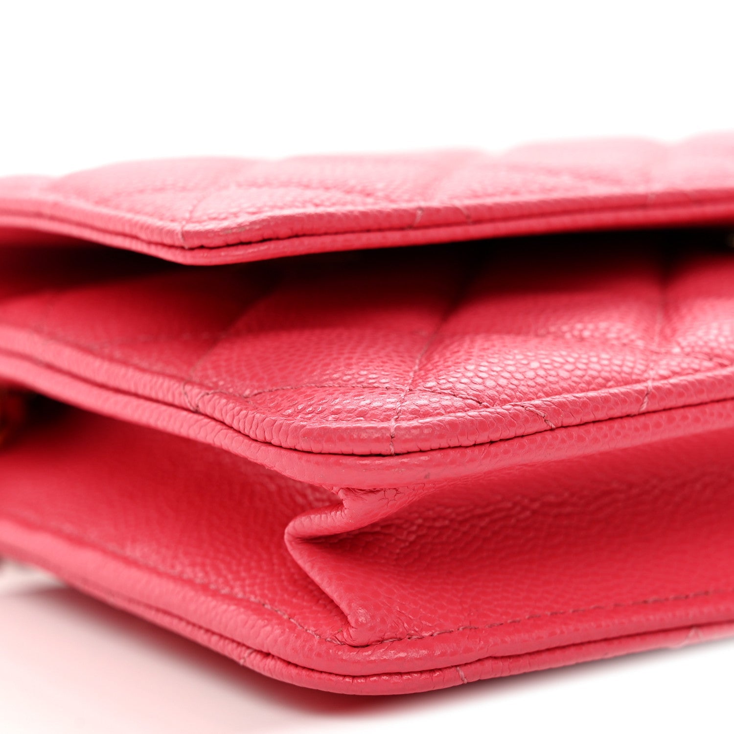 Caviar Quilted Wallet on Chain WOC Pink