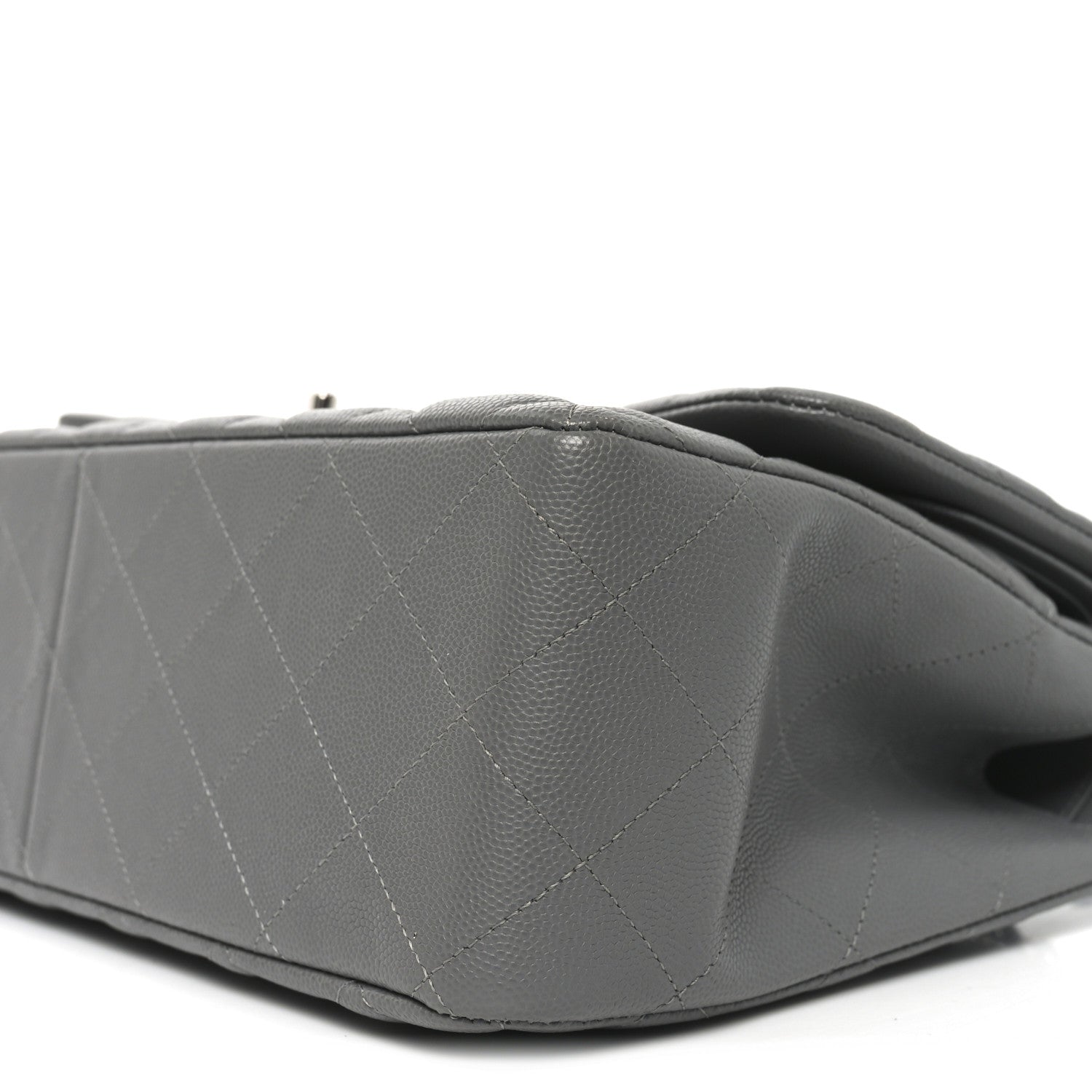 Caviar Quilted Jumbo Double Flap Dark Grey