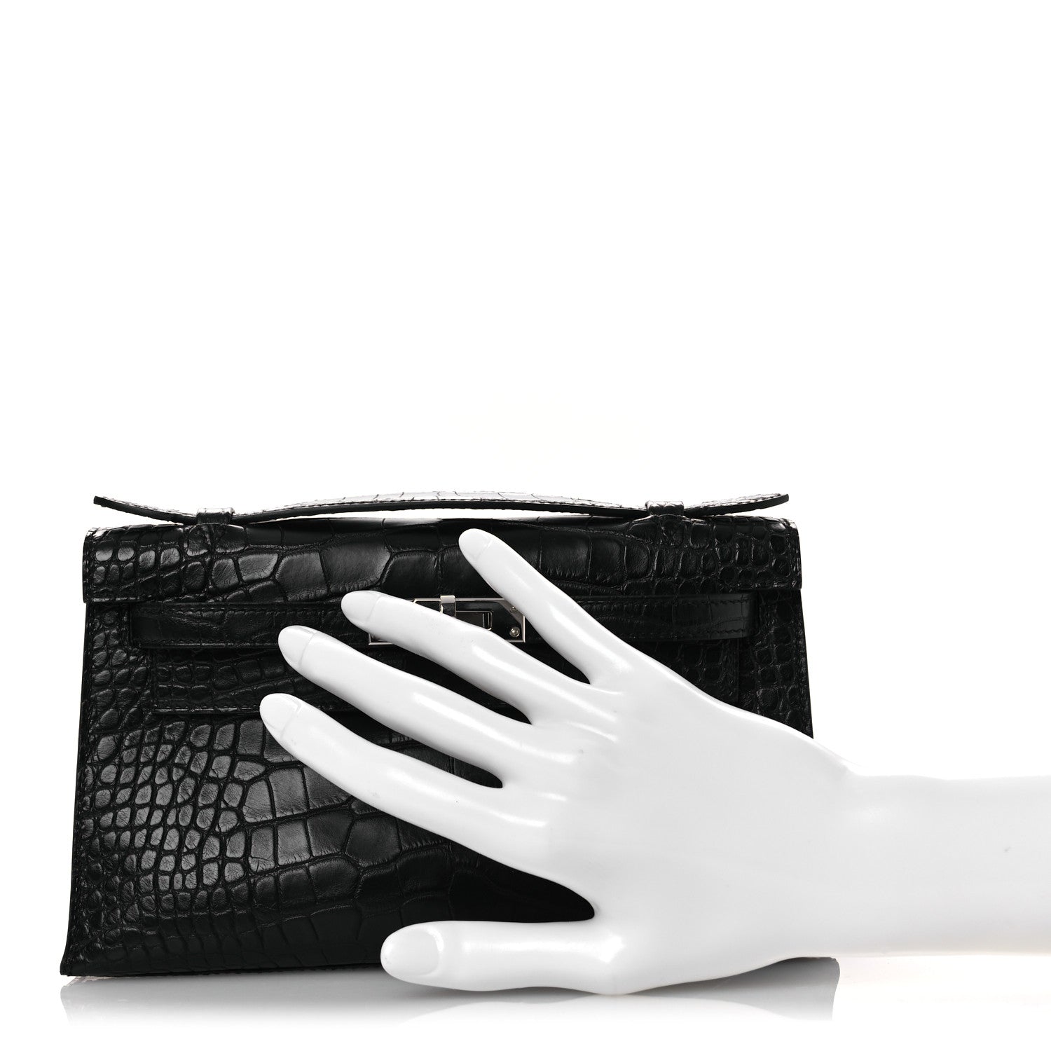 Matte Alligator Kelly Pochette Black