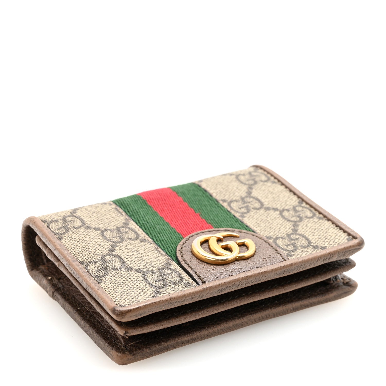 X DISNEY GG Supreme Monogram Web Three Little Pigs Ophidia Card Case Wallet Beige New Acero