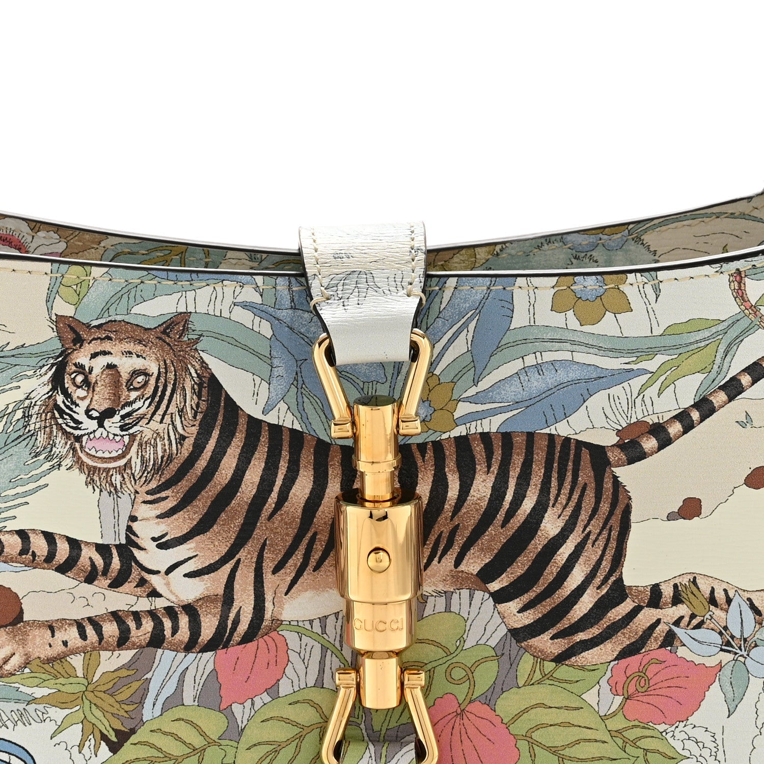 New Shangai Calfskin Tiger Savanah Small Jackie 1961 Hobo Chalky White Multicolor