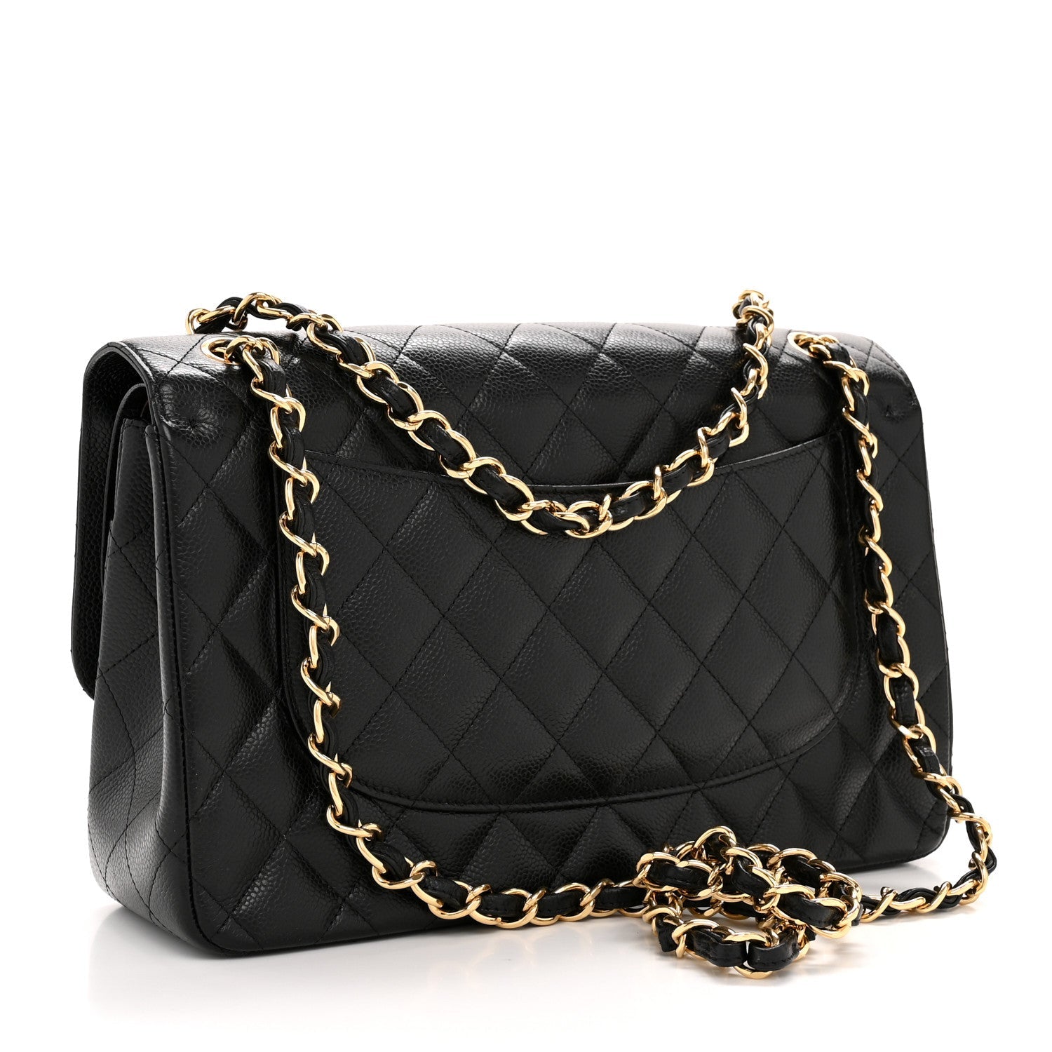 Caviar Quilted Jumbo Double Flap Black