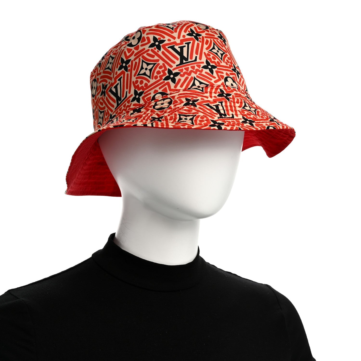 Nylon Canvas Monogram Giant Crafty Reversible Bucket Hat M Creme Rouge