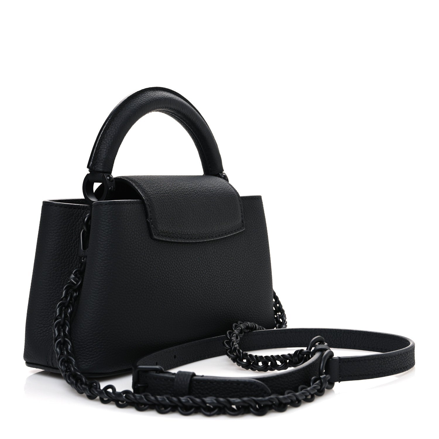 Matte Taurillon Capucines East West Mini All Black