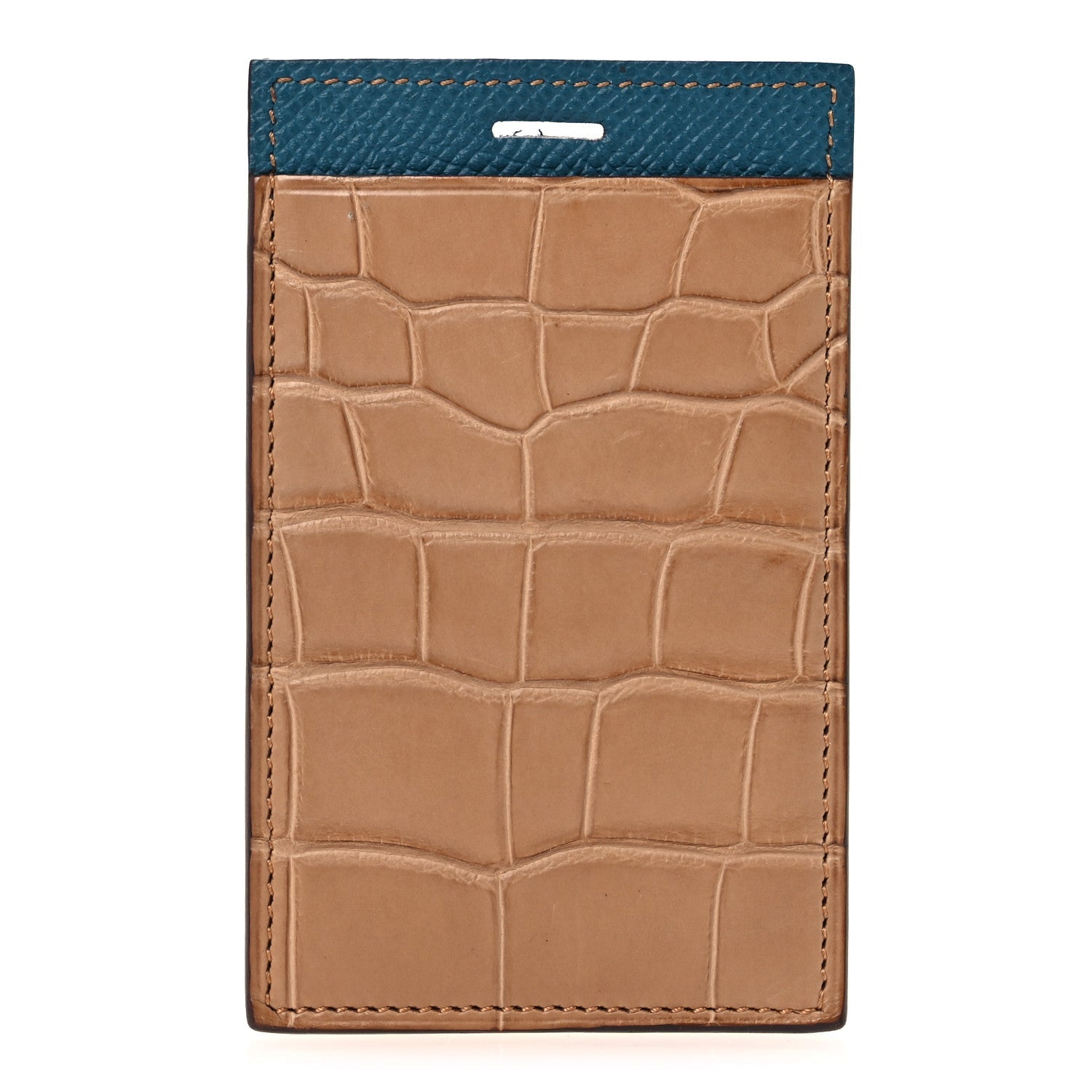 Matte Alligator Epsom Petit H Lanyard Card Holder Chai Vert Bosphore