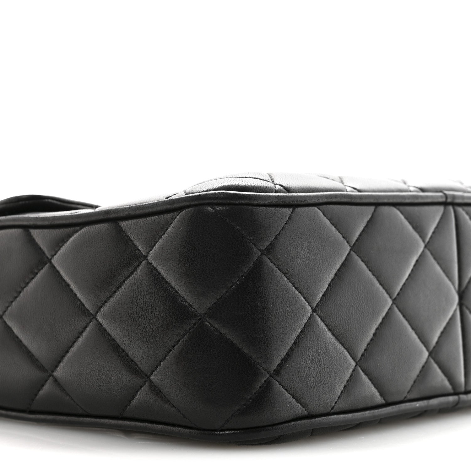 Lambskin Quilted Flap Camera Tassel Case Black