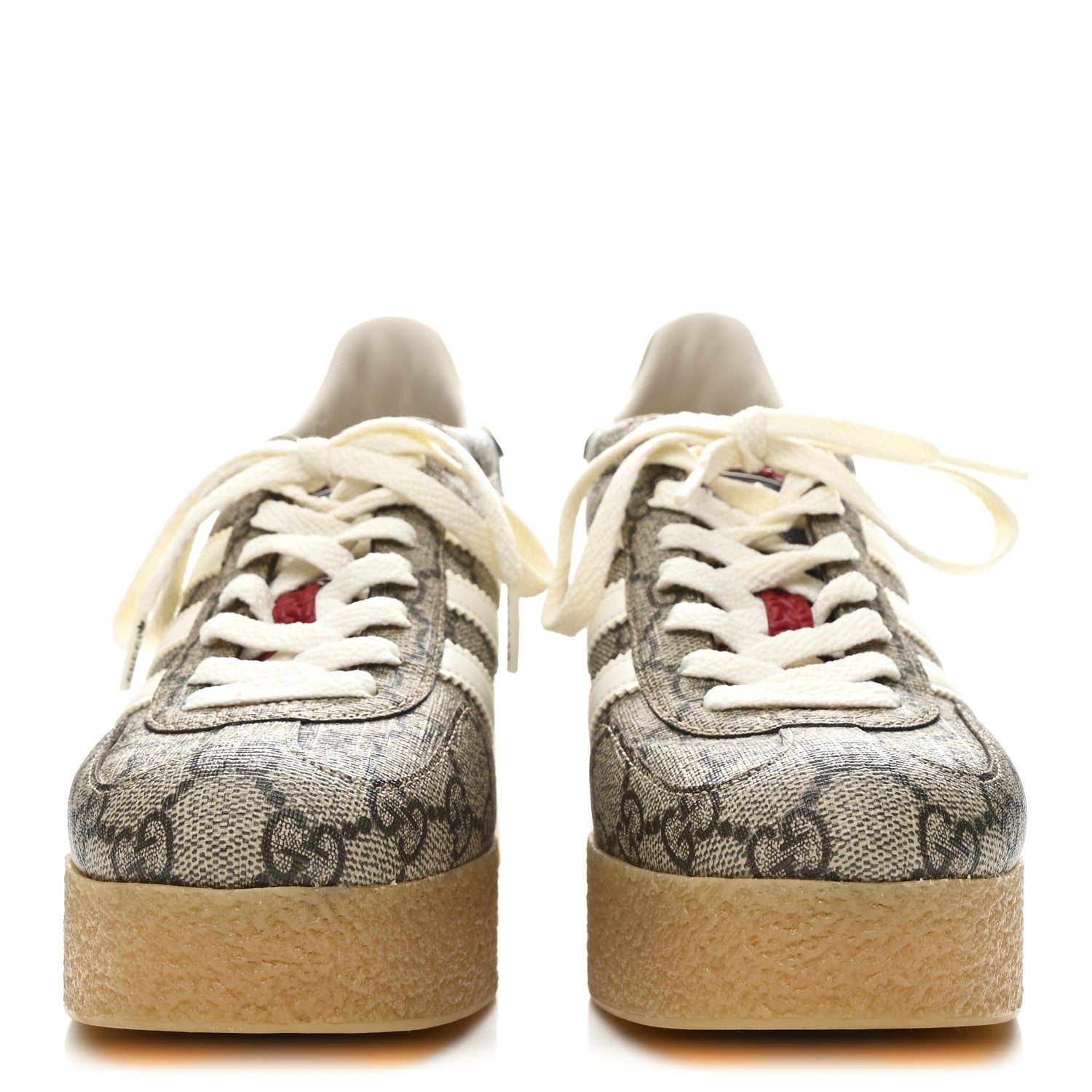 X ADIDAS GG Supreme Monogram Gazelle Wedge Sneakers 36.5 Beige Ebony Off White New Shamarock