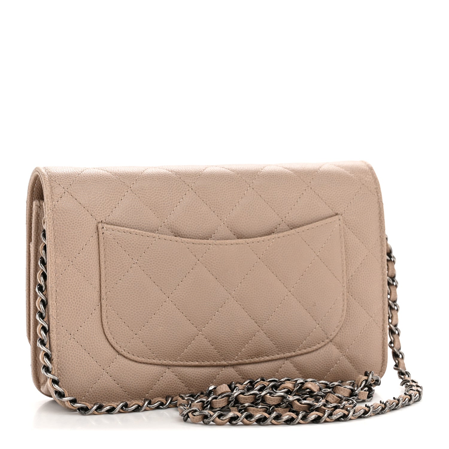 Caviar Quilted Wallet On Chain WOC Beige