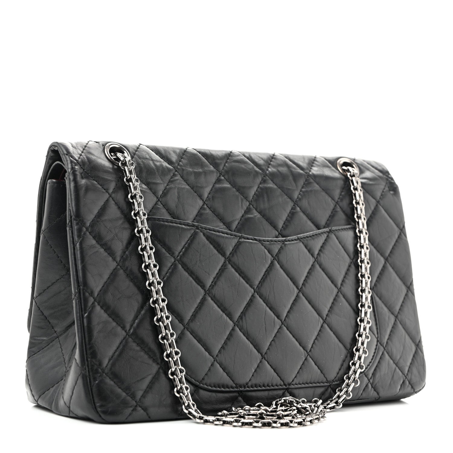 Aged Calfskin Quilted 2.55 Reissue 227 Flap Black