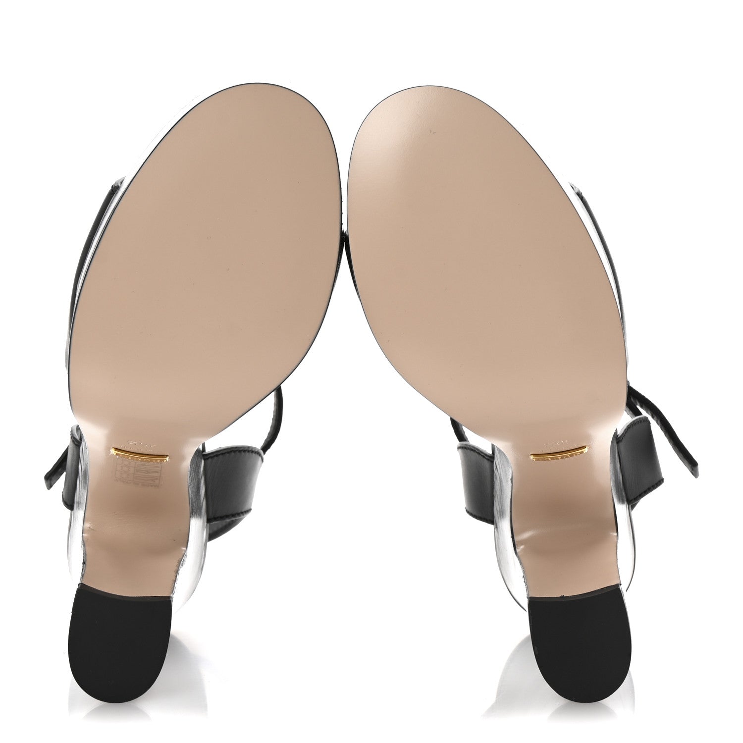 Cosmos Softy Calfskin Wooden Interlocking G Cut-Out 30/120mm Platform Sandals 40.5 Black