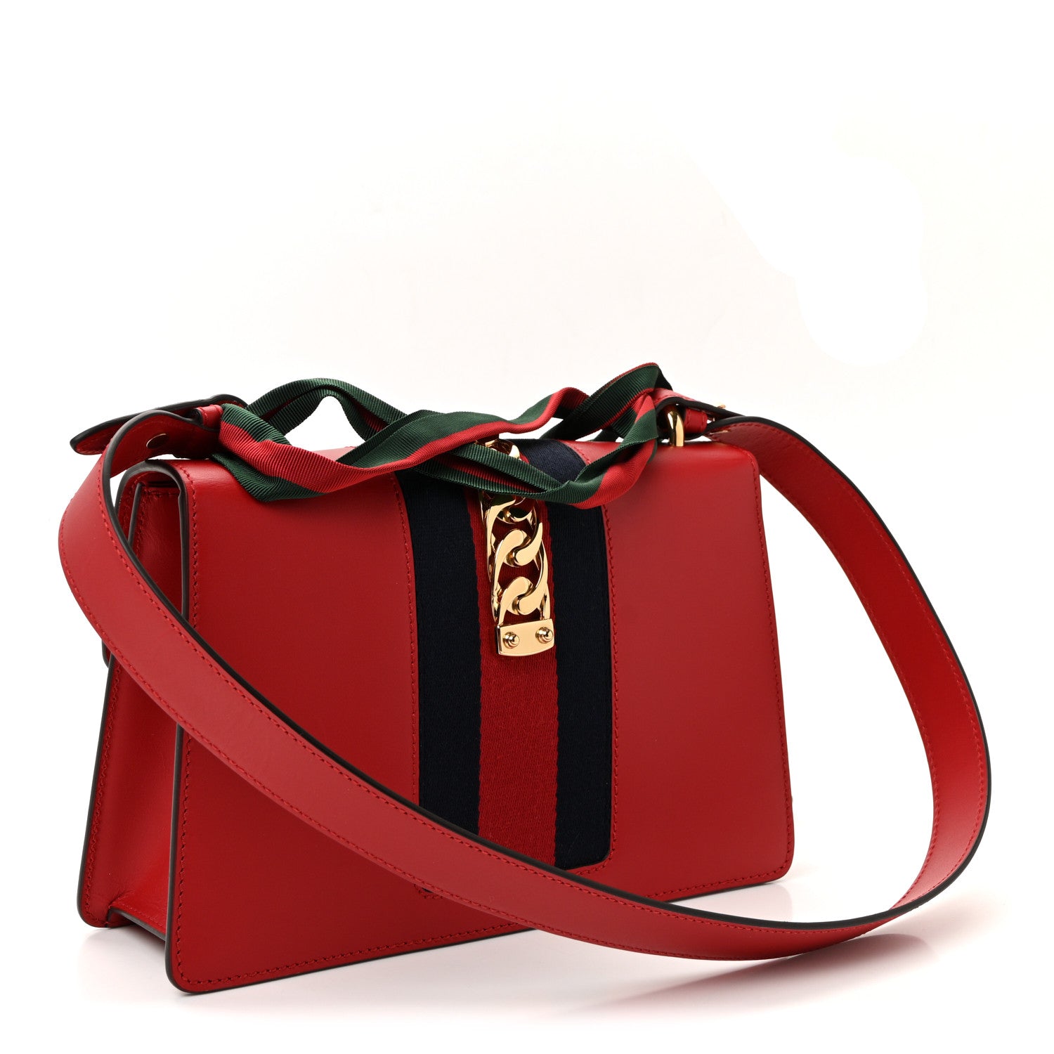 Calfskin Small Sylvie Shoulder Bag Hibiscus Red
