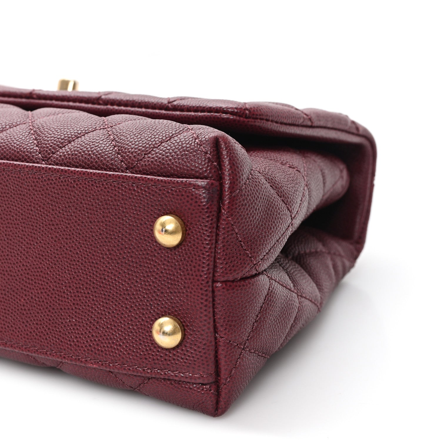 Caviar Lizard Embossed Quilted Mini Coco Handle Flap Burgundy