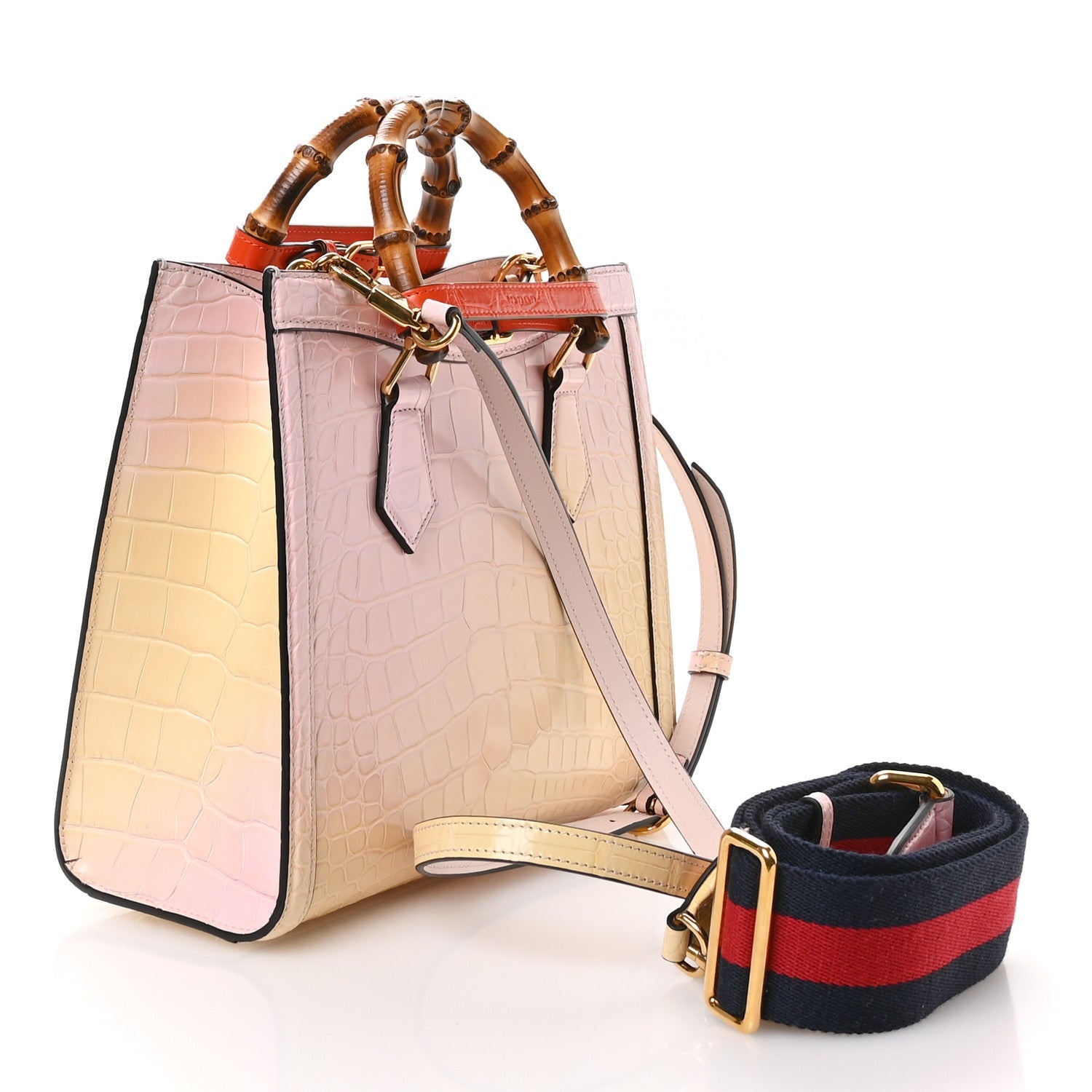Crocodile Small Diana Tote Pink Multicolor