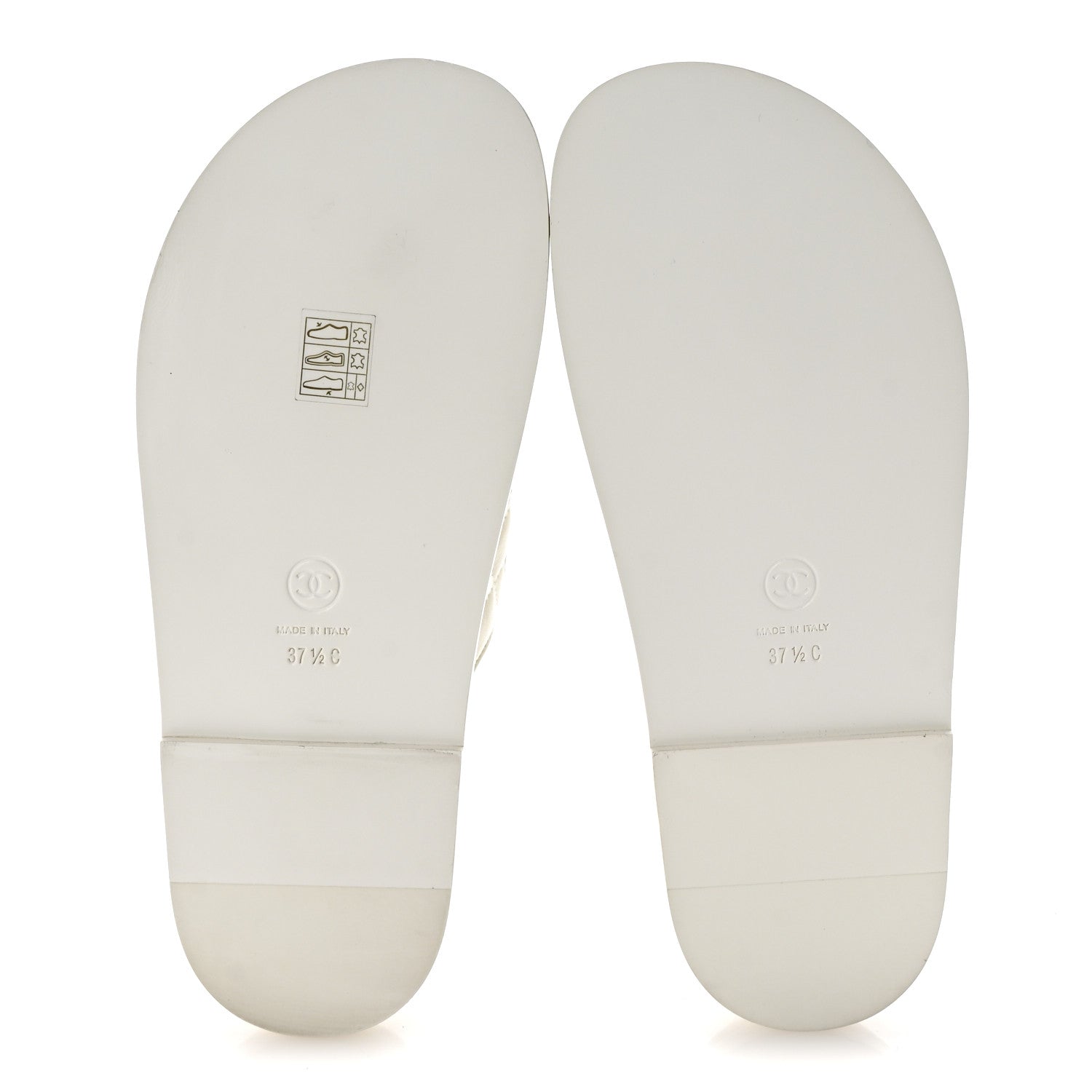 Lambskin Quilted Velcro Dad Chain CC Slide Sandals 37.5 White