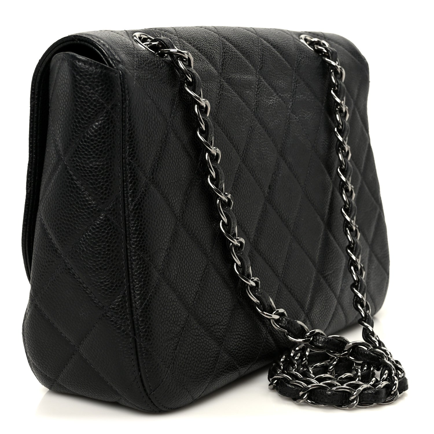 Caviar Quilted Jumbo Single Flap Black