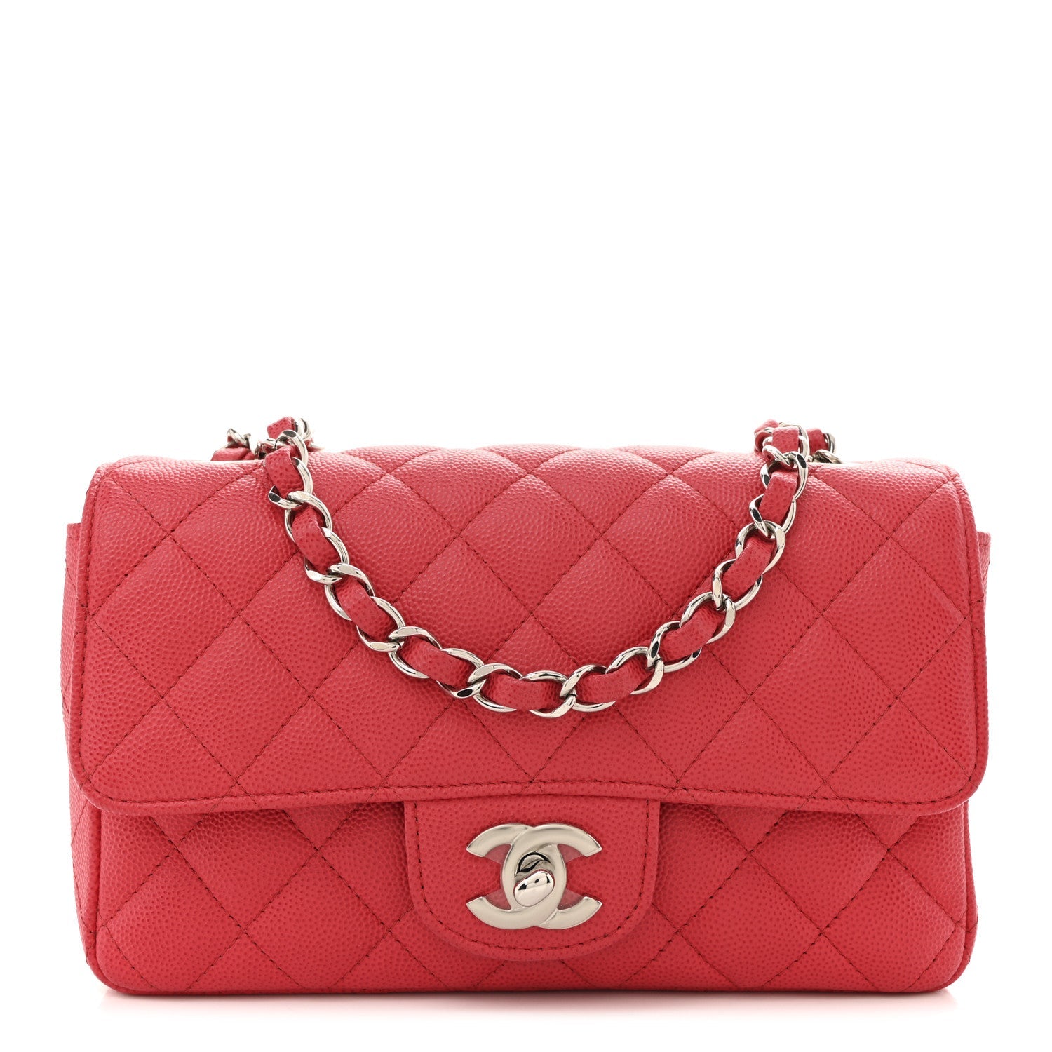 Caviar Quilted Mini Rectangular Flap Red