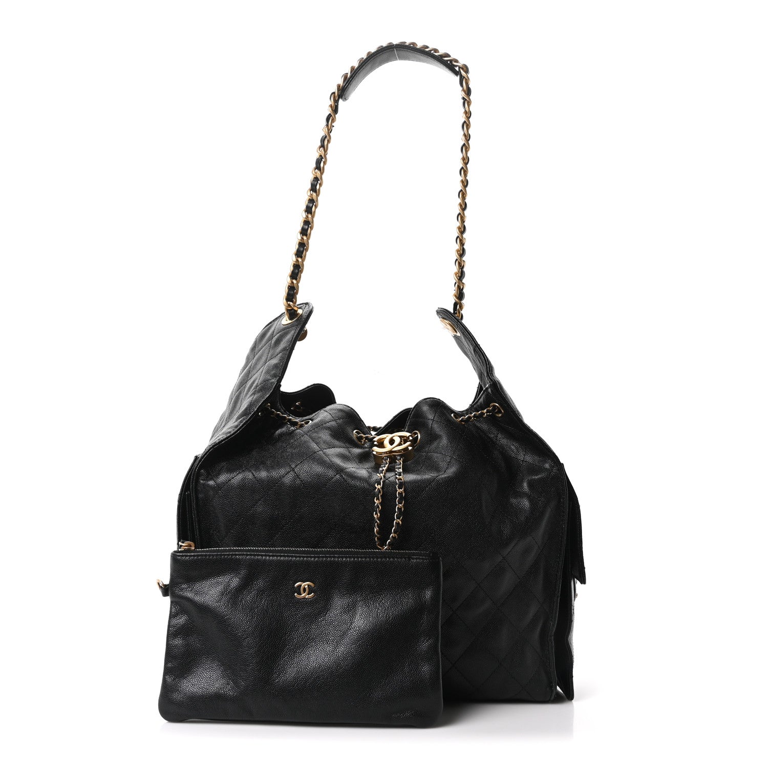Caviar Quilted Medium Chanel 25 Handbag Black