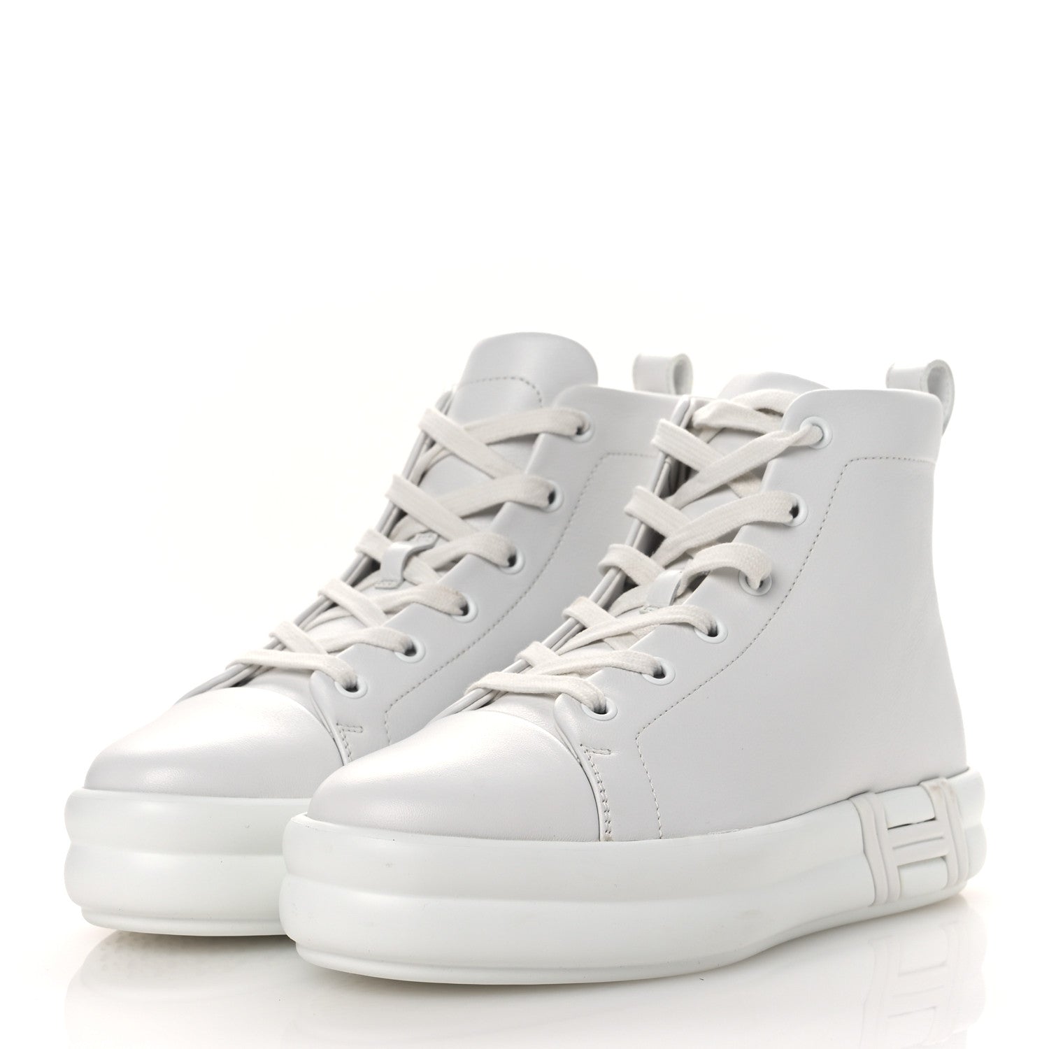 Calfskin Womens Happiness High Top Sneakers 36.5 White