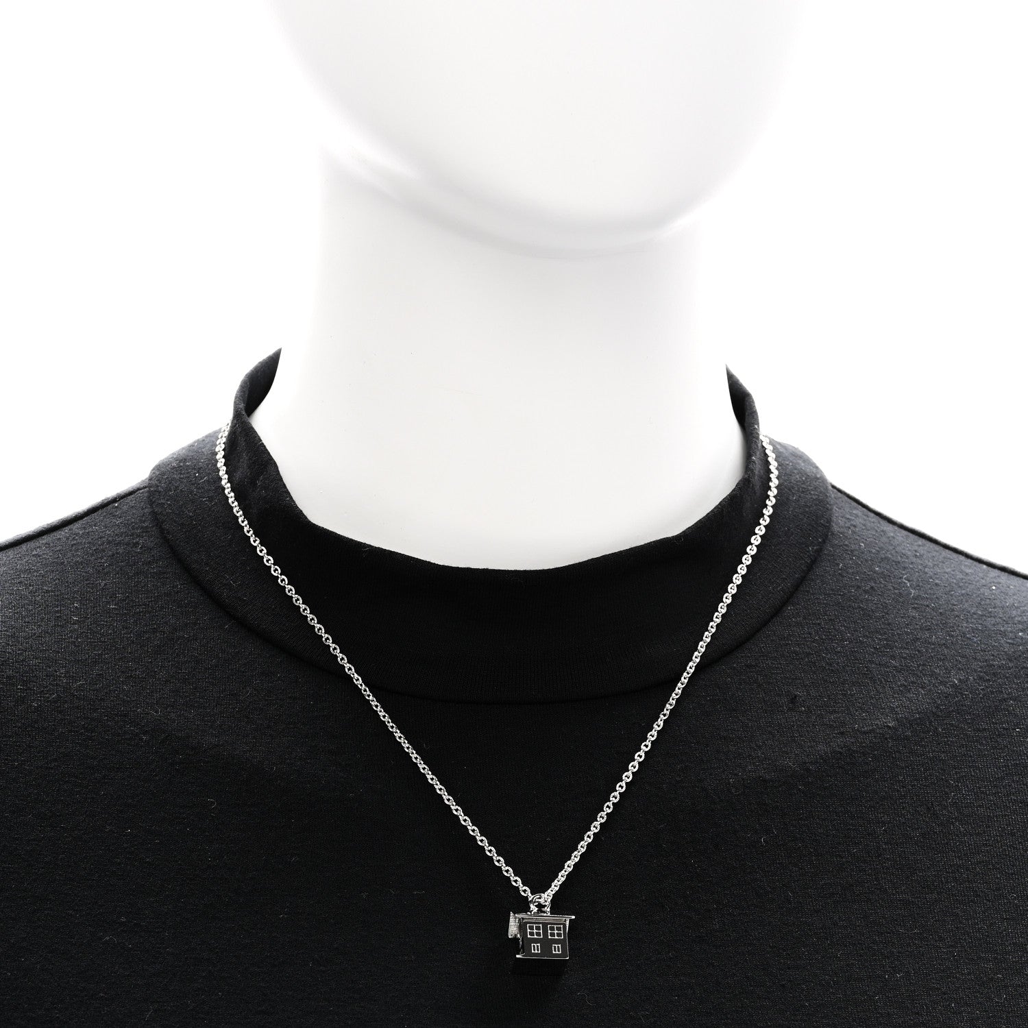Metal Bird House Lanyard Necklace Silver
