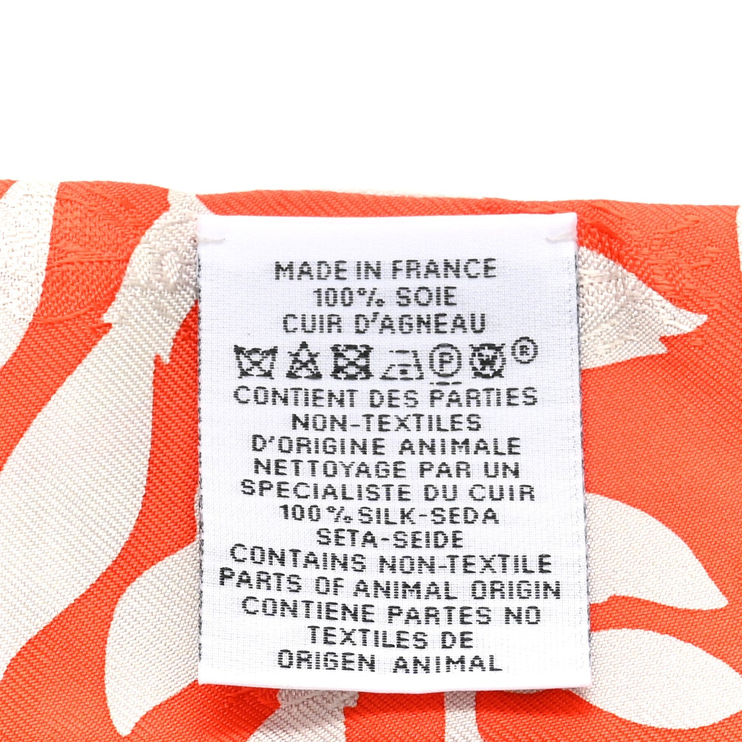 Silk Calfskin Bouquet Final Fringed Twilly Orange Gris Perle Vermillion