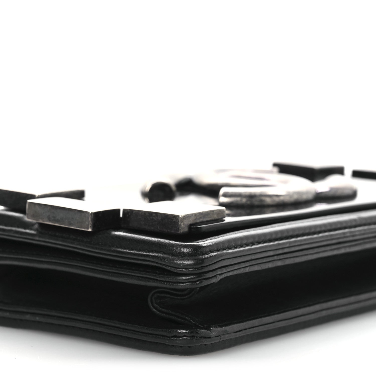 Calfskin Plexiglass Horizontal Boy Brick Flap Black