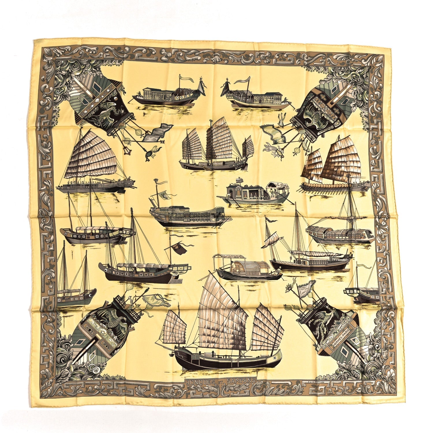 Silk Jonques et Sampans Scarf 90