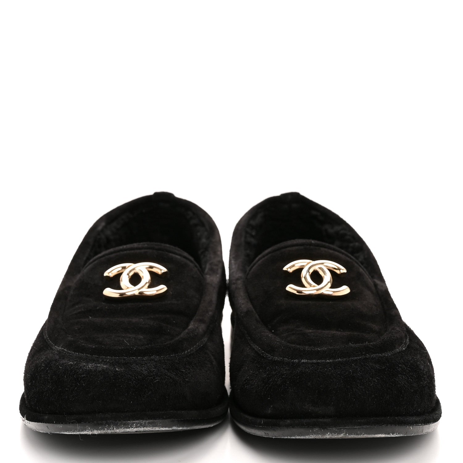 Suede Calfskin CC Loafers 39.5 Black