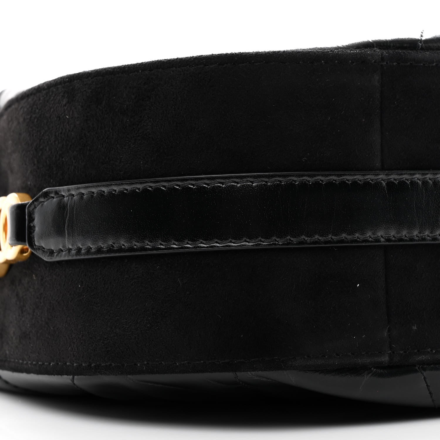 Shiny Calfskin Suede Goatskin Quilted Hobo Black